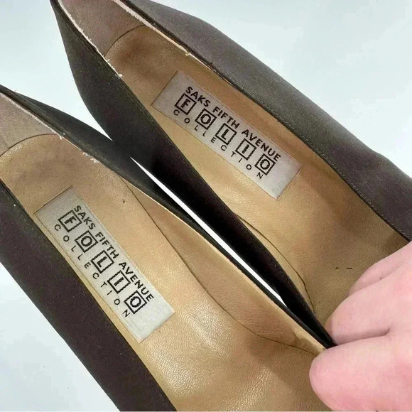 Saks fifth avenue folio collection heels 9 brown satin vintage 80s 90s formal - Picture 11 of 12